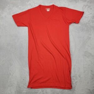 Vintage Velva Sheen Shirt Mens Small Tall Single Stitch Basic V Neck Blank Adult